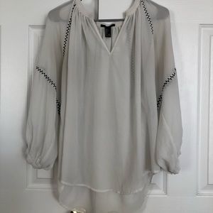 Forever 21 Sheer White Peasant Blouse